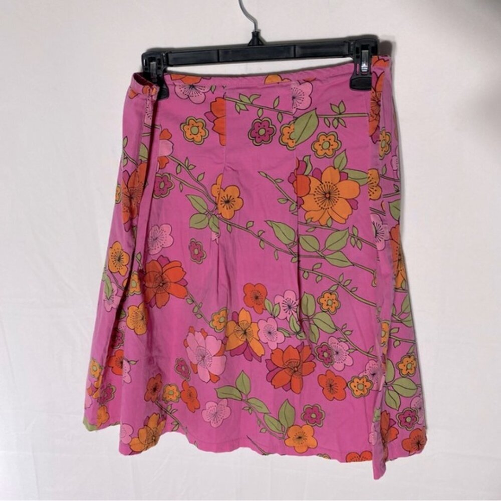 Vintage Y2K Smart Set Pink Orange Floral Pleated Front Skirt 10 - Picture 2 of 12